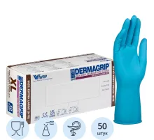Перчатки мед.смотров. латекс.,нестер.,н/о, Dermagrip High Risk(XL) 25пар,ПС