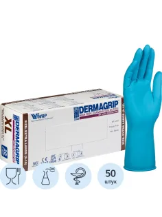 Перчатки мед.смотров. латекс.,нестер.,н/о, Dermagrip High Risk(XL) 25пар,ПС