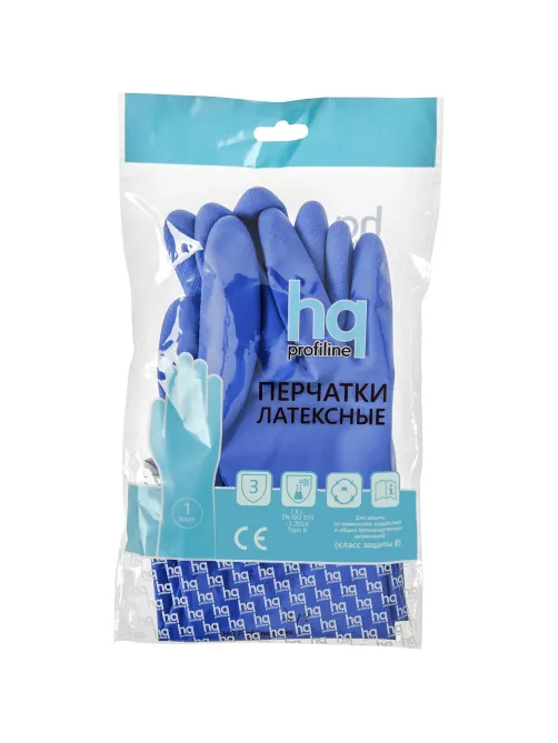Перчатки латексные HQ Profiline арт.74735/77770 синие р.L, ПС