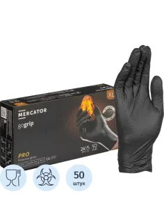 Перчатки одноразовые нитрил GOGRIP BLACK цв.черный (25пар/уп) р.XL,ПС