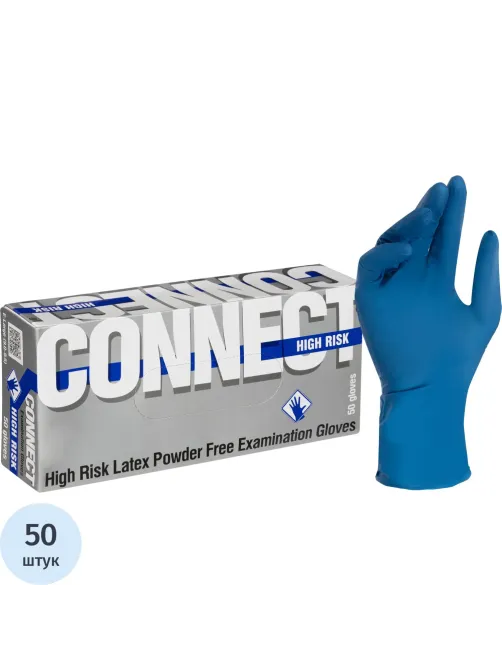 Перчатки мед.смотров. латекс,н/с,н/о, CONNECT High Risk L 25пар/уп, ПС