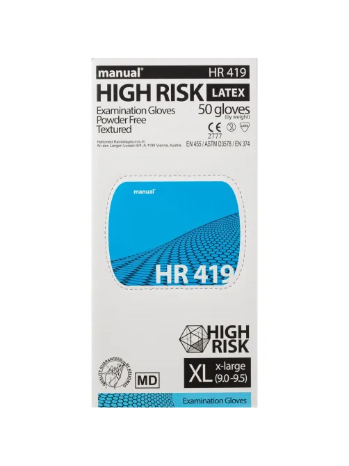Перчатки мед.смотров. латекс,н/с,н/о, MANUAL HR419 High Risk  XL 25пар,ПС