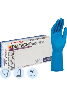 Перчатки латекс Deltagrip High Risk (M) 25пар./уп,ПС