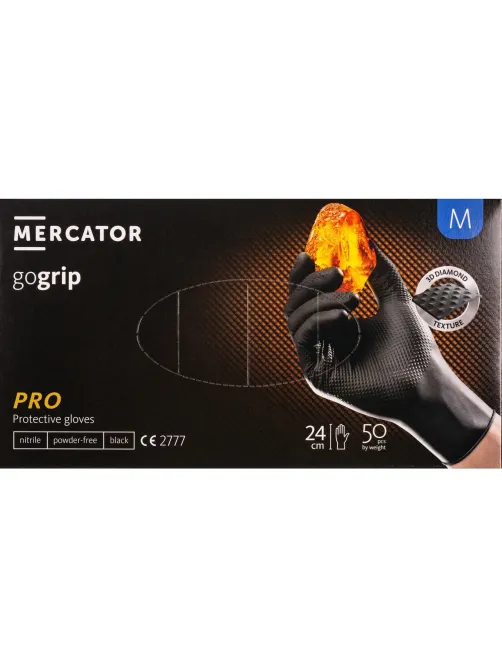 Перчатки одноразовые нитрил GOGRIP BLACK цв.черный (25 пар/уп) р.М,ПС