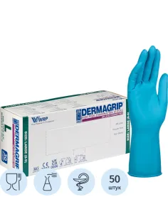 Перчатки мед.смотров. латекс.,нестер.,н/о, Dermagrip High Risk(L) 25 пар,ПС