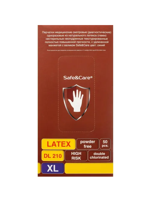 Перчатки латекс., н/с, н/о, S&C High Risk TL210/ DL210 (XL)25пар/уп,ПС