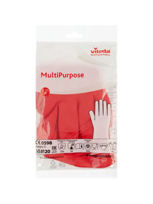 Перчатки резиновые Vileda Profes латекс красный рM 100750/174343,ПС