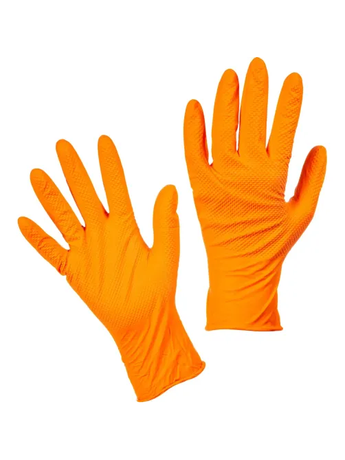 Перчатки одноразовые нитрил Steel Grip цв.оранжевый (50 пар/уп)р.XL,ПС