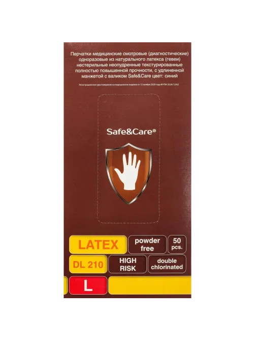 Перчатки латекс., н/с, н/о, S&C High Risk TL210/ DL210 (L)25пар/уп,ПС