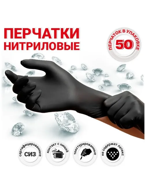 Перчатки однораз. PACLAN нитрил неопудренные черные 407780 р.M 50шт/уп,ПС