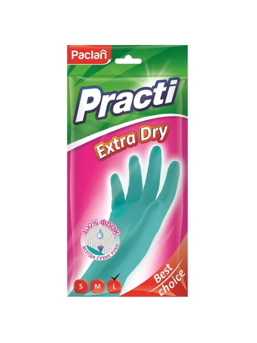 Перчатки резиновые Paclan Practi Extra Dry 407351 р.L