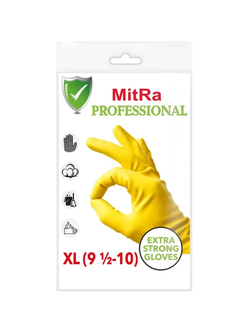 Перчатки MitRa Professional КЩС желтые, р.XL (12 пар/уп.)