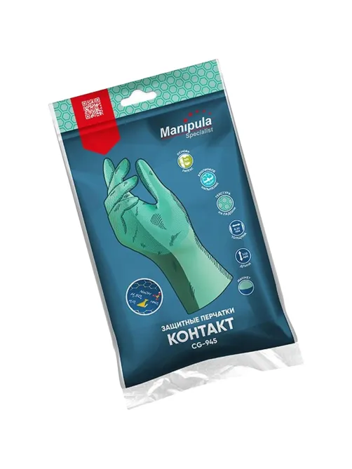 Перчатки защитные латекс Manipula КОНТАКТ (L-F-02/CG-945) р.9-9,5,ПС