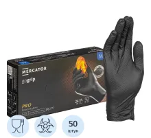 Перчатки одноразовые нитрил GOGRIP BLACK цв.черный (25 пар/уп) р.М,ПС