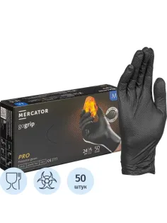 Перчатки одноразовые нитрил GOGRIP BLACK цв.черный (25 пар/уп) р.М,ПС