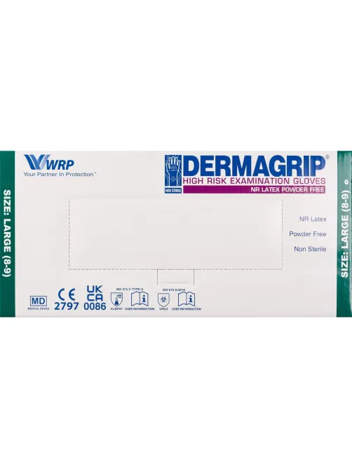 Перчатки мед.смотров. латекс.,нестер.,н/о, Dermagrip High Risk(L) 25 пар,ПС