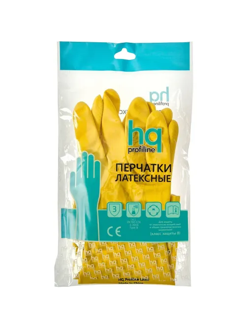 Перчатки латексные HQ Profiline арт.73584/77765 желтые р.M