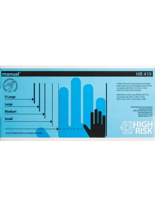 Перчатки мед.смотров. латекс,н/с,н/о, MANUAL HR419 High Risk  S 25пар,ПС