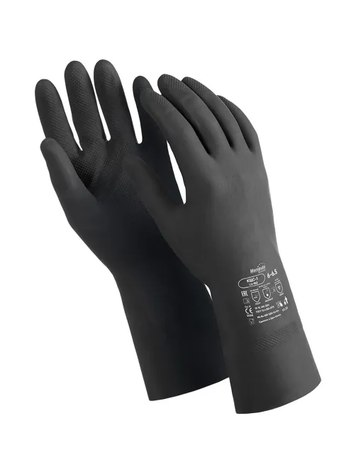 Перчатки латекс черный Manipula КЩС-1 (L-U-03/CG-942) р.7,ПС