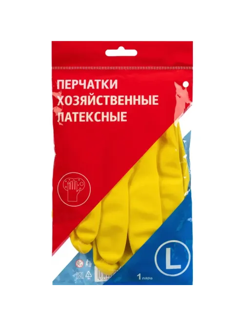 Перчатки резиновые латексные желтые р-р L ЭКОНОМ