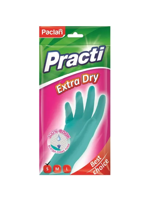 Перчатки резиновые Paclan Practi Extra Dry 407331 р.S