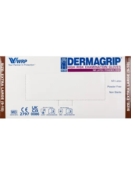 Перчатки мед.смотров. латекс.,нестер.,н/о, Dermagrip High Risk(XL) 25пар,ПС