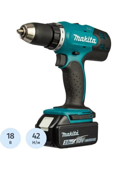 Дрель-шуруповерт аккум. MAKITA 18В, LXT, 42Нм, 2х3.0Ач (DDF453RFE)