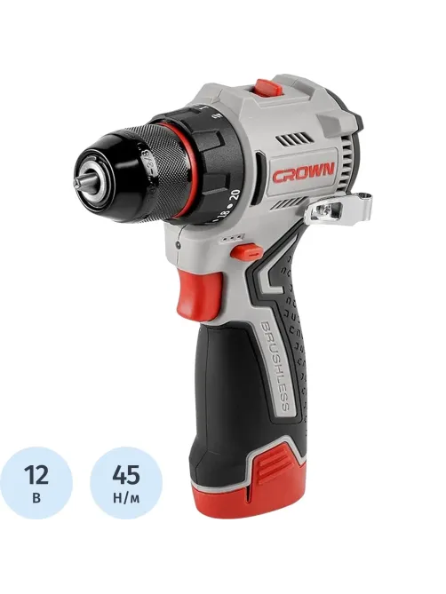 Дрель-шуруповерт аккумуляторная CROWN CT21129HMX-2 BMC