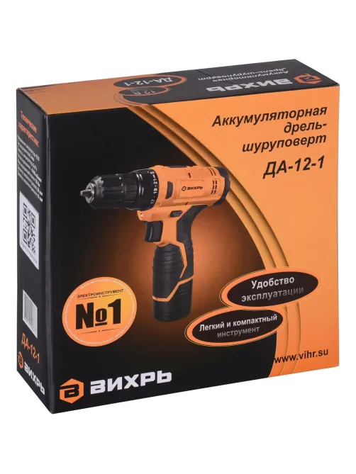 Дрель-шуруповерт аккум. Вихрь  ДА-12-1 12В, NiCd, 1.3Ач, 24Нм (72/14/11)