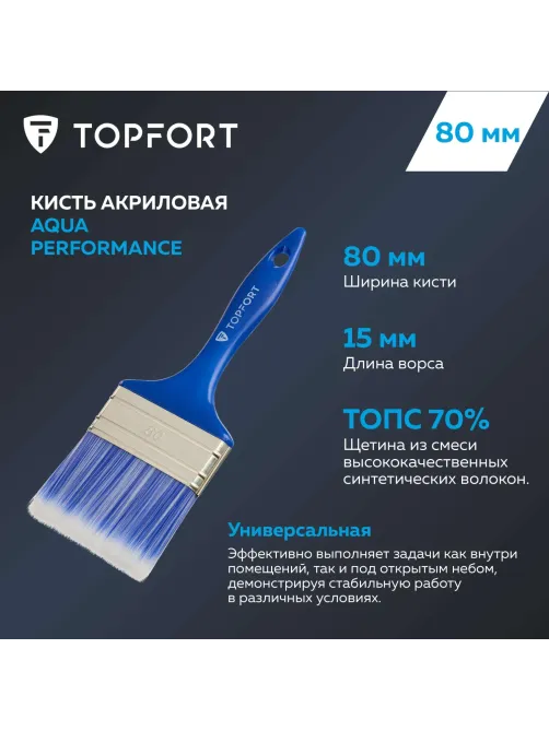 Кисть плоская акриловая Topfort Aqua Performance 80х15