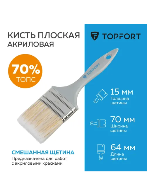 Кисть плоская акриловая Topfort 70x15