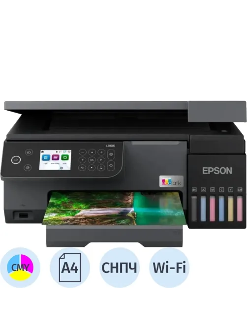 МФУ струйный Epson EcoTank L8100 (C11CK94402/C11CK94503), A4/WiFi/черный