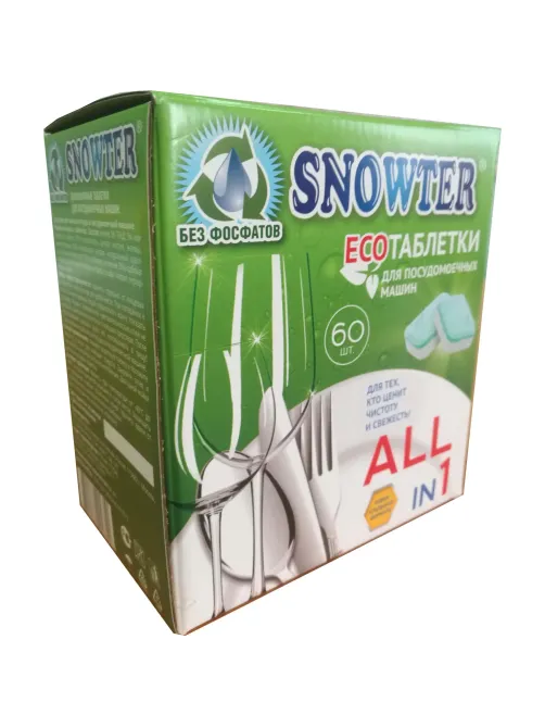 Таблетки для посудомоечных машин SNOWTER ЭКО 60шт/уп.