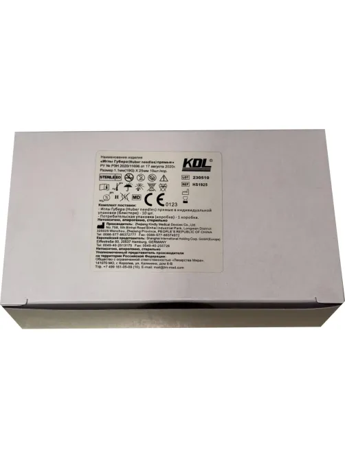 Игла Губера прямая HS 1925 19G (1,1х25 мм) KDL 10шт/уп