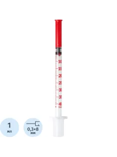 Шприц инсулиновый U-40 1мл 30G(0,30х8) инт. 100шт/уп BD