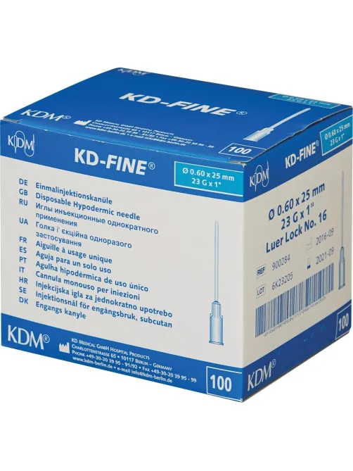 Игла инъекционная 23G (0,6х25мм) Luer lock KD-Fine 100шт/уп