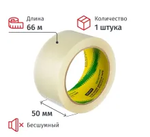 Клейкая лента упак бесшумная Attache Selection 50мм х 66м 48мкм прозрачная