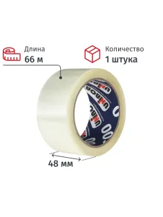 Клейкая лента упаковочная Unibob 400 48ммх66мх40мкм, прозрачная
