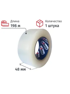 Клейкая лента упаковочная Unibob 48мм х 198м 45мкм прозрачная