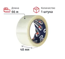 Клейкая лента упаковочная Unibob 600 48ммх66мх45мкм, прозрачная