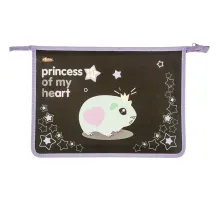 Папка для тетрадей Princess черный,А4,молн.,пласт,ПТ-813