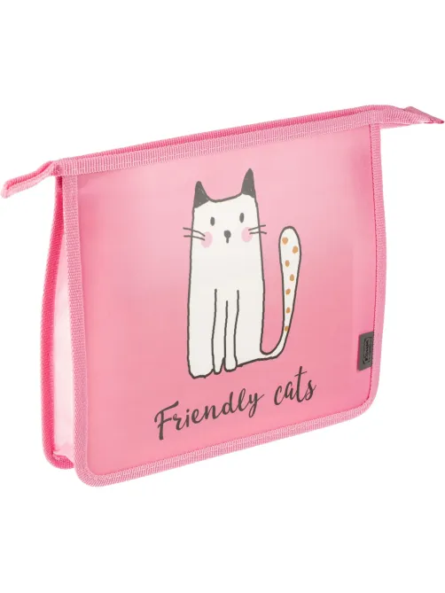 Папка для тетрадей  Friendly cats,А5,на молн., пластик, ПТ-713