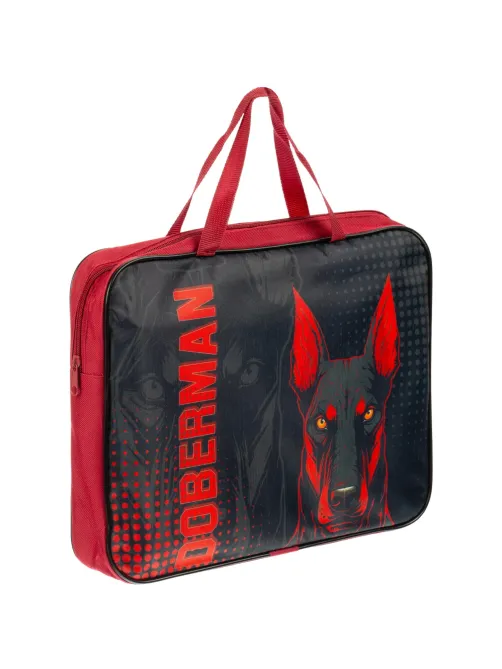 Папка для тетрадей школьника А4 с ручк+ тверд.дно, ШИРОКАЯ,ПШ-11, DOBERMAN