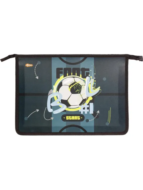 Папка для тетрадей Football синий,А4,молн.,пласт.,ПТ-813
