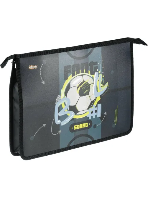 Папка для тетрадей Football синий,А4,молн.,пласт.,ПТ-813