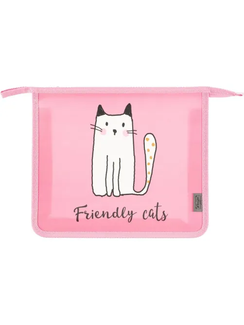 Папка для тетрадей  Friendly cats,А5,на молн., пластик, ПТ-713
