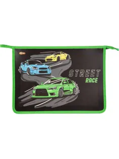 Папка для тетрадей Street race,А4,на молнии, пластик, ПТ-813
