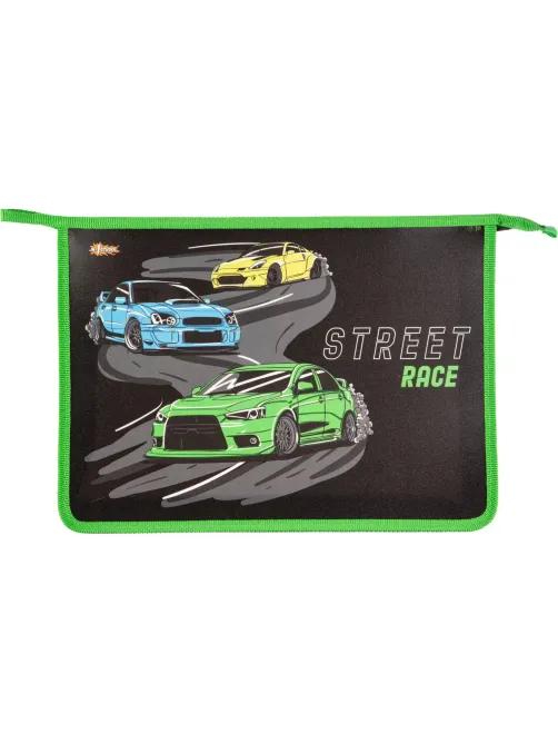 Папка для тетрадей Street race,А4,на молнии, пластик, ПТ-813