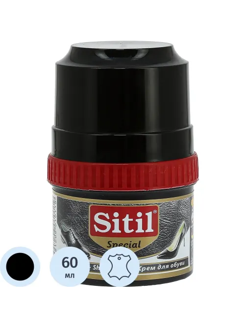 Крем для обуви Shoe Polish 60 ml,черн, крем-блеск, Sitil, 101.01 SKB