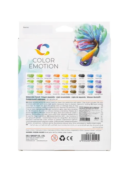 Карандаши цветные акварельные Deli EC00730 Color Emotion липа 36цв/наб